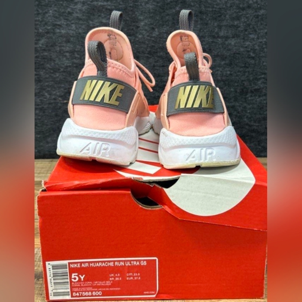 Nike Air Huarache Run Ultra 'Bleached Coral’ Sneakers Size 5Y Box  MSRP $95 - Picture 7 of 11